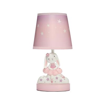 Bedtime Originals Tiny Dancer Bunny & Stars Pink Nursery Lamp w Shade & Bulb