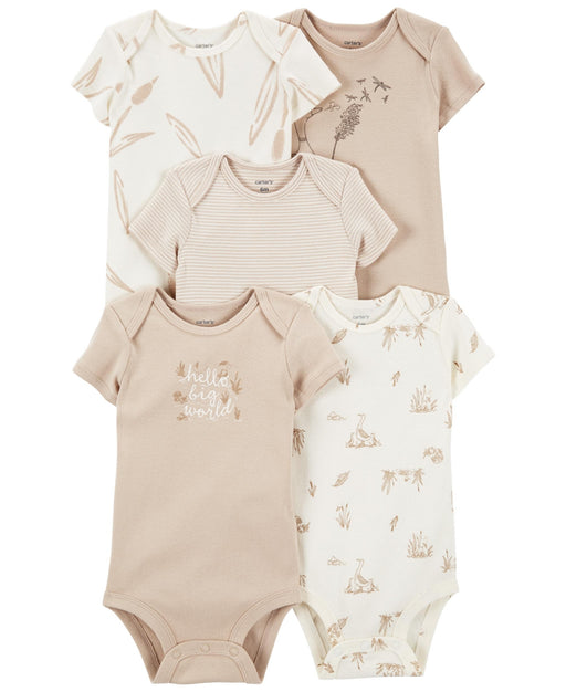Carters Baby Boys or Baby Girls Short Sleeve Bodysuits, Pack of 5