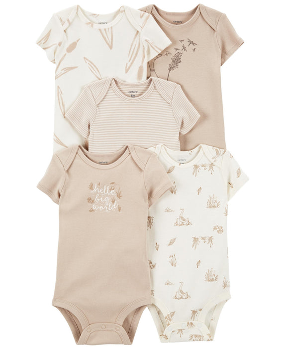 Carters Baby Boys or Baby Girls Short Sleeve Bodysuits, Pack of 5