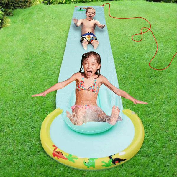 Hoovy Giant 16 Foot Kids Backyard Water Splash Slip and Slide Toy with Bodyboard