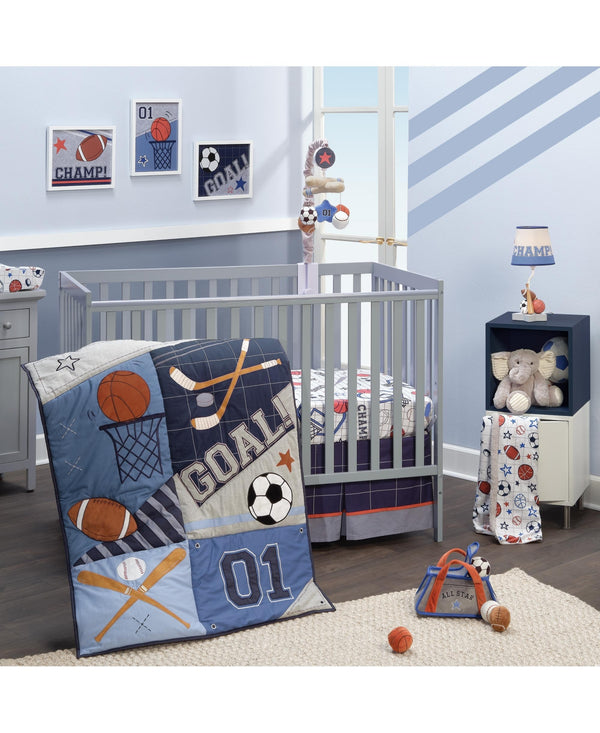 Lambs & Ivy Baby Sports 3-Piece Football/Basketball Baby Crib Bedding Set