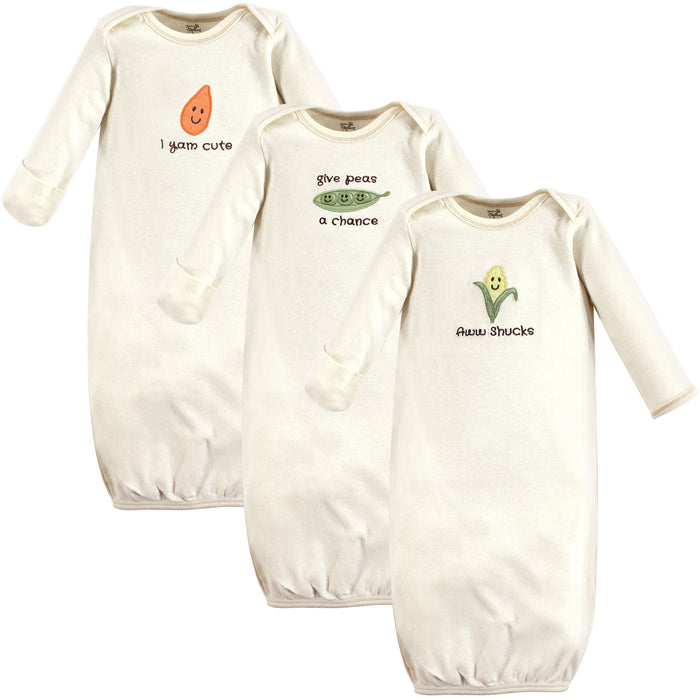 Touched by Nature Baby Organic Cotton Gowns, Corn, Preemie/Newborn