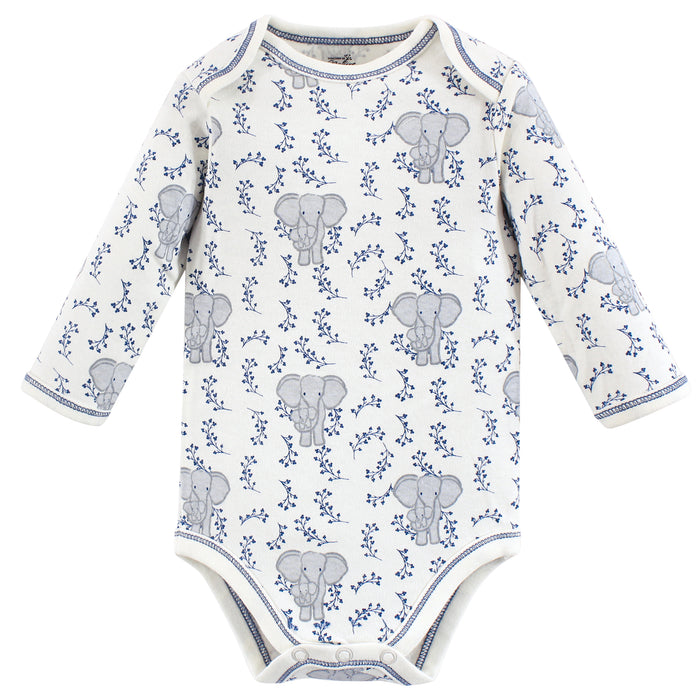 Touched by Nature Organic Cotton Long-Sleeve Bodysuits 3-pack, Elephant