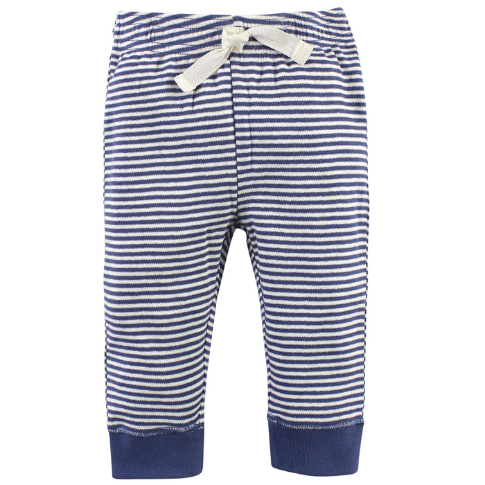 Touched by Nature Toddler Gender Neutral Organic Cotton Hoodie, Tee Top and Pant, Stripe Elephant