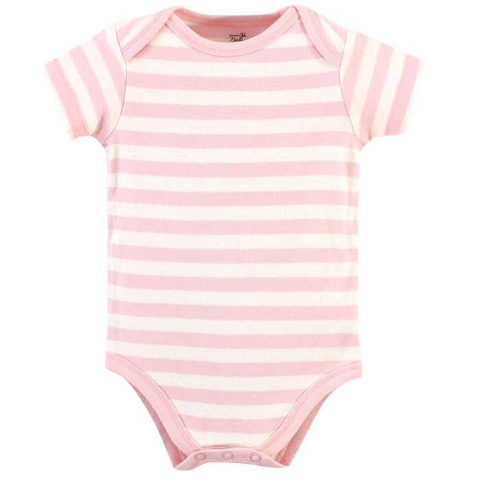 Touched by Nature Baby Girl Organic Cotton Bodysuits 5 Pack, Rosebud