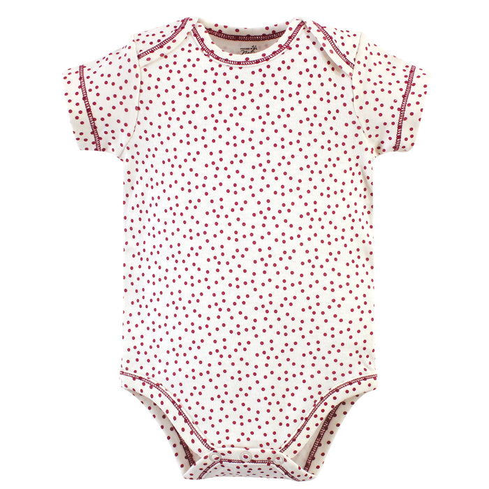 Touched by Nature Baby Girl Organic Cotton Bodysuits 5 Pack, Cherry Blossom