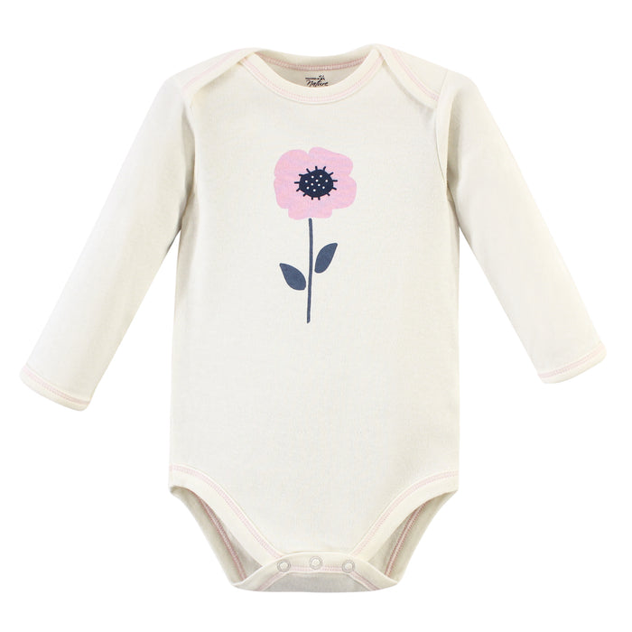 Touched by Nature Baby Girl Organic Cotton Long-Sleeve Bodysuits 5 Pack, Blossom