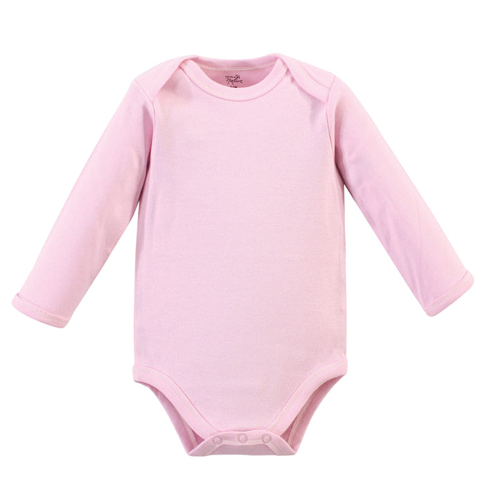 Touched by Nature Baby Girl Organic Cotton Long-Sleeve Bodysuits 5 Pack, Cherry Blossom