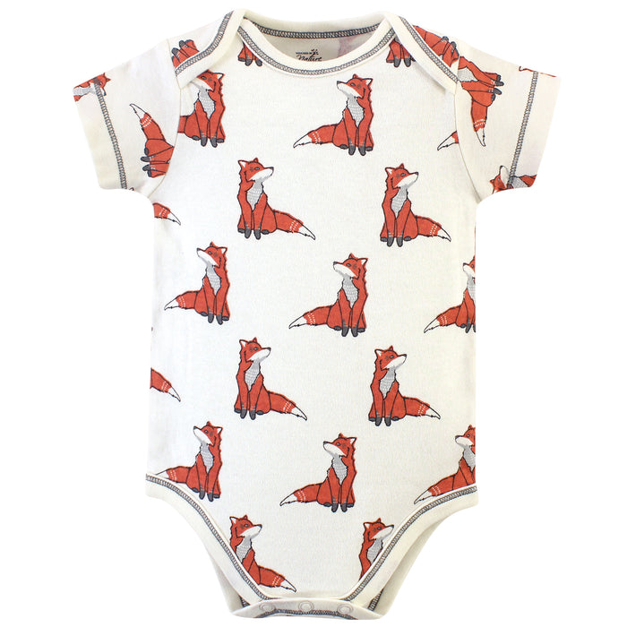 Touched by Nature Baby Boy Organic Cotton Bodysuits 5 Pack, Boho Fox