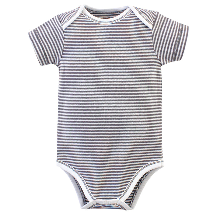 Touched by Nature Baby Boy Organic Cotton Bodysuits 5 Pack, Happy Camper