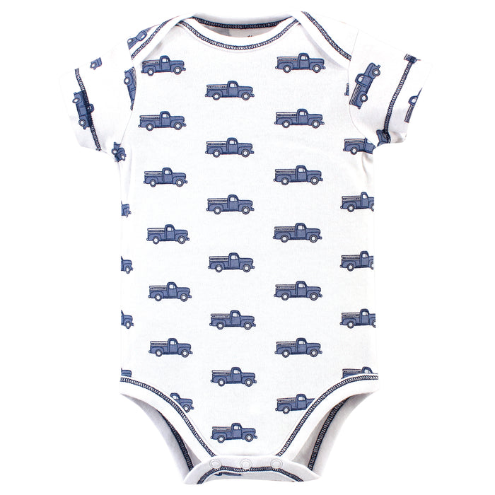 Touched by Nature Baby Boy Organic Cotton Bodysuits 5 Pack, Truck