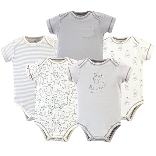Touched by Nature Organic Cotton Bodysuits 5-Pack, Farm Friends
