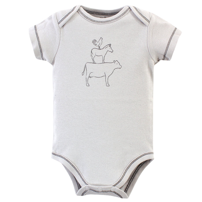 Touched by Nature Organic Cotton Bodysuits 5-Pack, Farm Friends