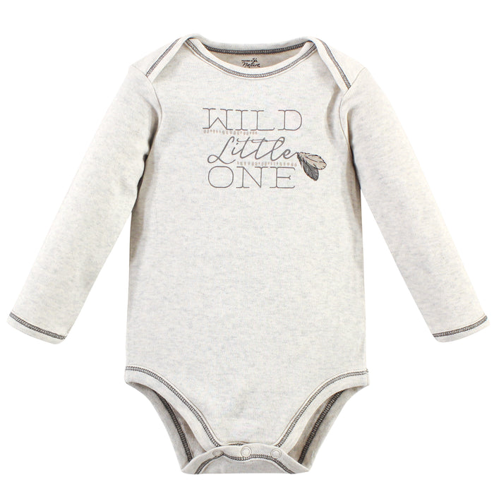 Touched by Nature Baby Boy Organic Cotton Long-Sleeve Bodysuits 5 Pack, Boho Fox