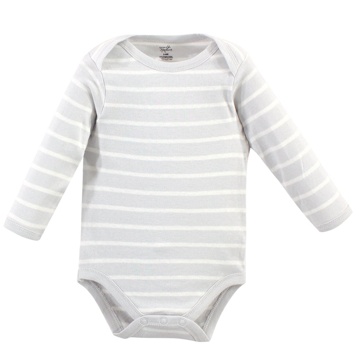 Touched by Nature Baby Boy Organic Cotton Long-Sleeve Bodysuits 5 Pack, Boho Fox