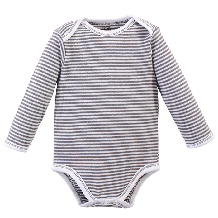 Touched by Nature Baby Boy Organic Cotton Long-Sleeve Bodysuits 5 Pack, Happy Camper