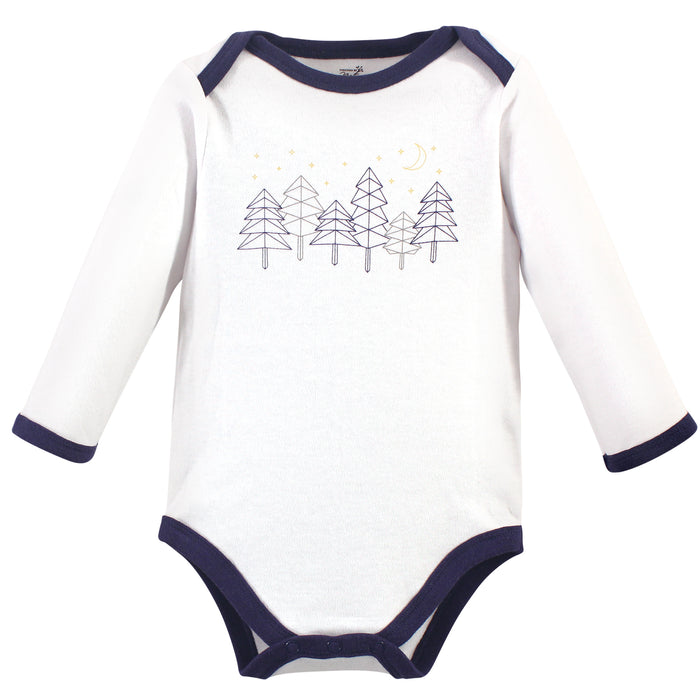 Touched by Nature Baby Boy Organic Cotton Long-Sleeve Bodysuits 5 Pack, Constellation
