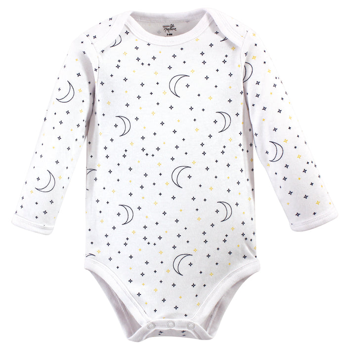 Touched by Nature Baby Boy Organic Cotton Long-Sleeve Bodysuits 5 Pack, Constellation