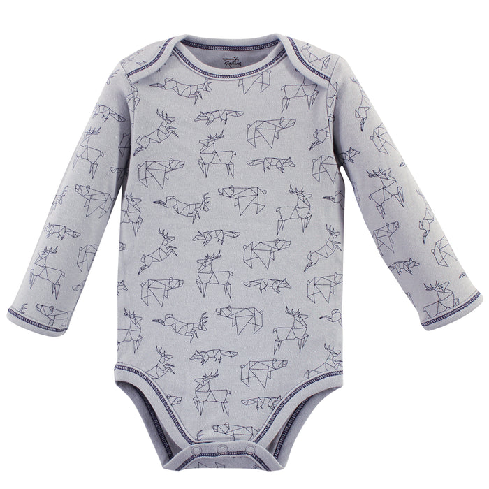 Touched by Nature Baby Boy Organic Cotton Long-Sleeve Bodysuits 5 Pack, Constellation