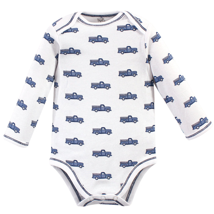 Touched by Nature Baby Boy Organic Cotton Long-Sleeve Bodysuits 5 Pack, Truck