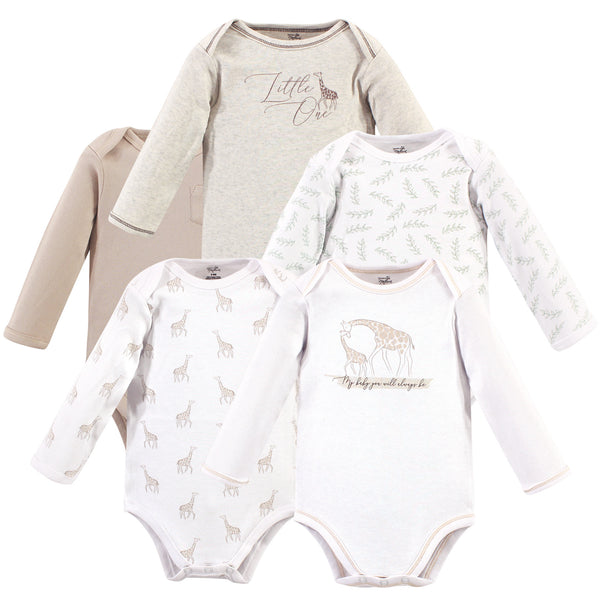 Touched by Nature Organic Cotton Long-Sleeve Bodysuits 5-pack, Little Giraffe