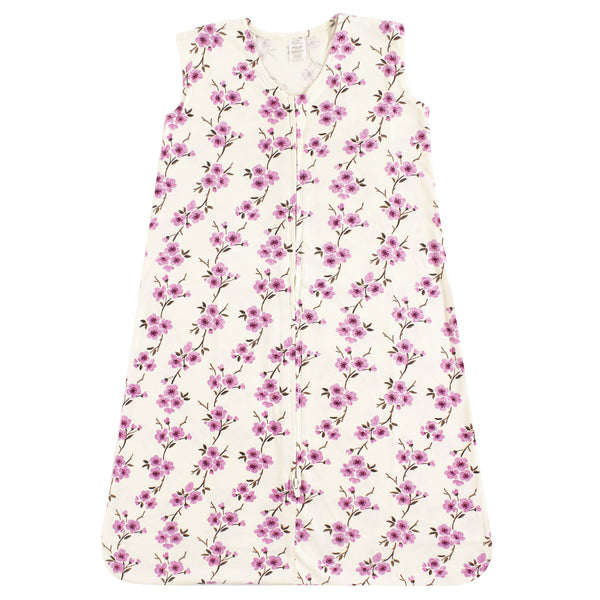 Touched by Nature Baby Girl Organic Cotton Sleeveless Wearable Blanket, Cherry Blossom