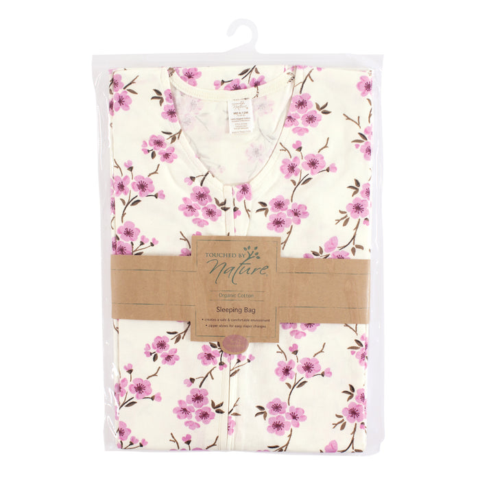 Touched by Nature Baby Girl Organic Cotton Sleeveless Wearable Blanket, Cherry Blossom