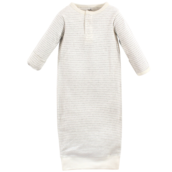 Touched by Nature Baby Boy Organic Cotton Henley Long-Sleeve Gowns 3 Pack, Hedgehog