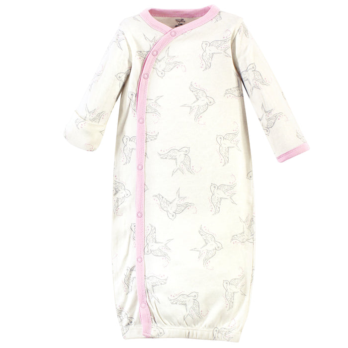 Touched by Nature Organic Cotton Side-Closure Snap Long-Sleeve Gowns 3 Pack, Bird