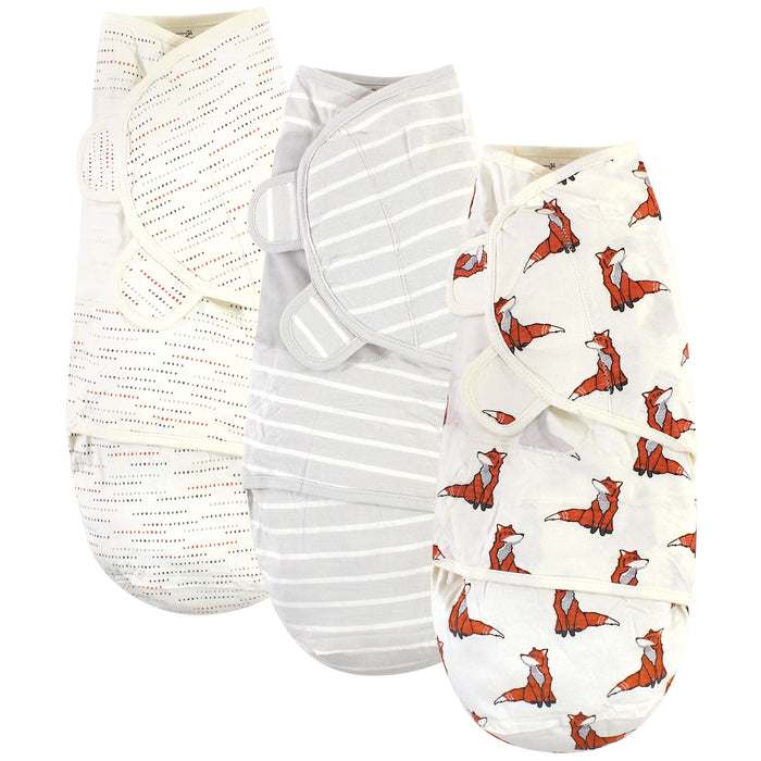 Touched by Nature Baby Boy Organic Cotton Swaddle Wraps, Boho Fox, 0-3 Months