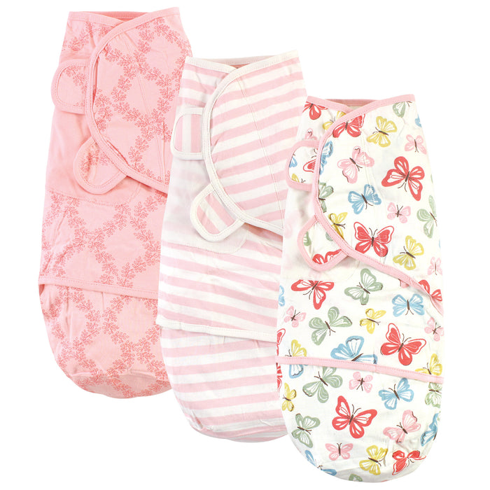 Touched by Nature Baby Girl Organic Cotton Swaddle Wraps, Butterflies, 0-3 Months