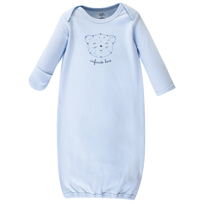 Touched by Nature Baby Organic Cotton Long-Sleeve Gowns 3 Pack, Infinite Love Bear, 0-6 Months
