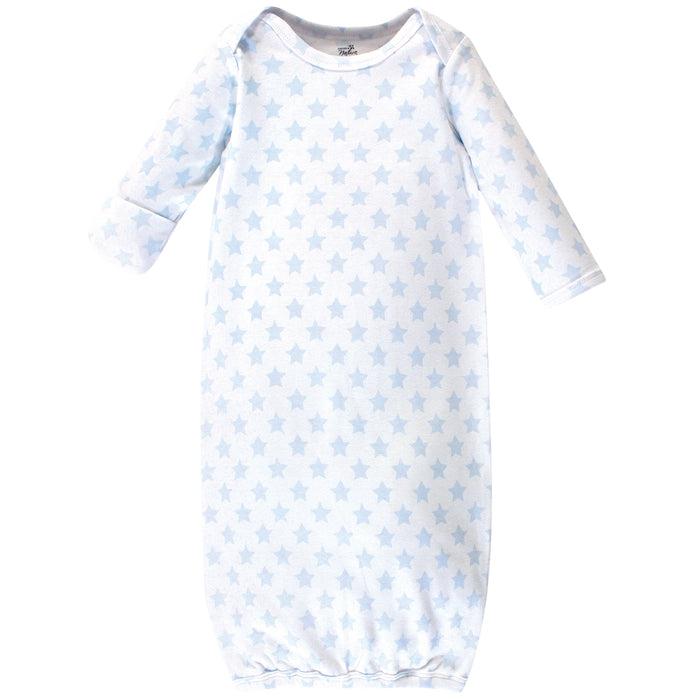 Touched by Nature Baby Organic Cotton Long-Sleeve Gowns 3 Pack, Blue Constellation, 0-6 Months