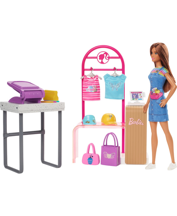 Barbie Make & Sell Boutique Playset with Brunette Doll