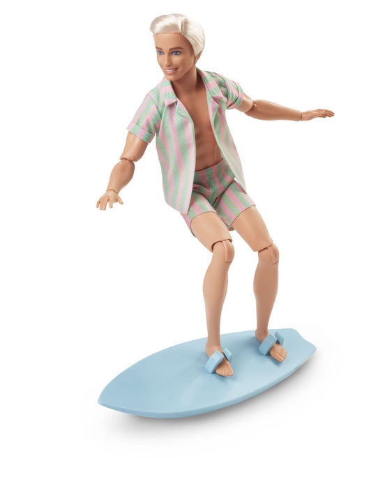Barbie: The Movie Ken Doll Wearing Pastel Striped Beach Matching Set