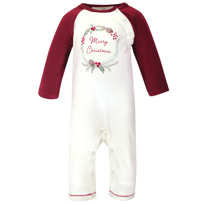 Touched by Nature Baby Girl Organic Cotton Coveralls 3 Pack, Holly Berry