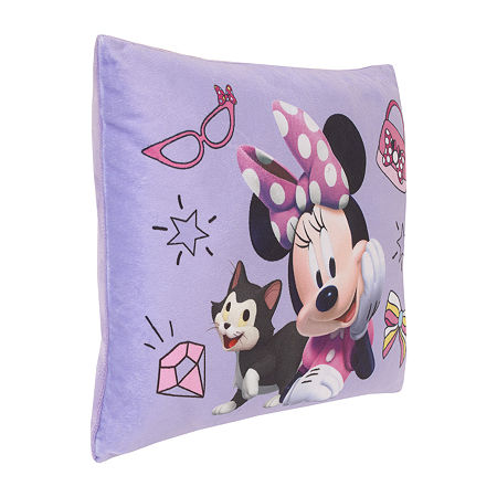 Disney Minnie Mouse I am Awesome Lavender and Pink, Figaro Plush Decorative Toddler Pillow
