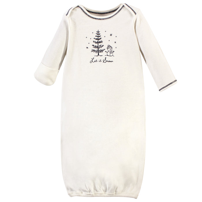 Touched by Nature Baby Organic Cotton Long-Sleeve Gowns 3 Pack, Winter Woodland