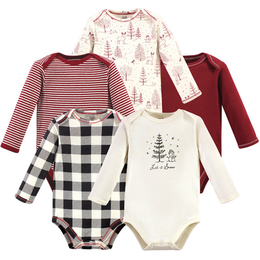 Touched by Nature Organic Cotton Long-Sleeve Bodysuits 5-pack, Winter Woodland