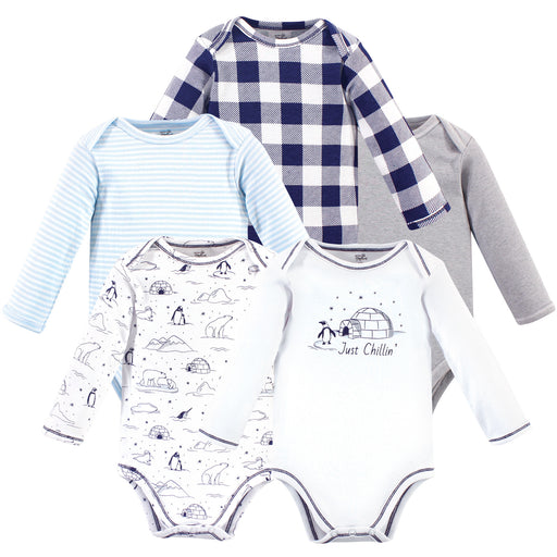 Touched by Nature Organic Cotton Long-Sleeve Bodysuits 5-pack, Arctic