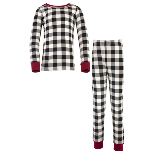 Touched by Nature Baby, Toddler and Kids Organic Cotton Tight-Fit Pajama Set, Black Plaid