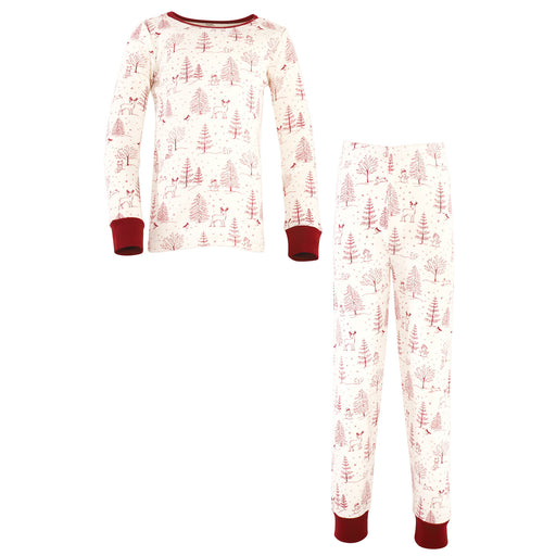 Touched by Nature Baby, Toddler and Kids Unisex Organic Cotton Tight-Fit Pajama Set, Winter Woodland