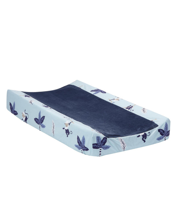 Lambs & Ivy Jungle Party Blue Monkey/Palm Tree Changing Pad Cover