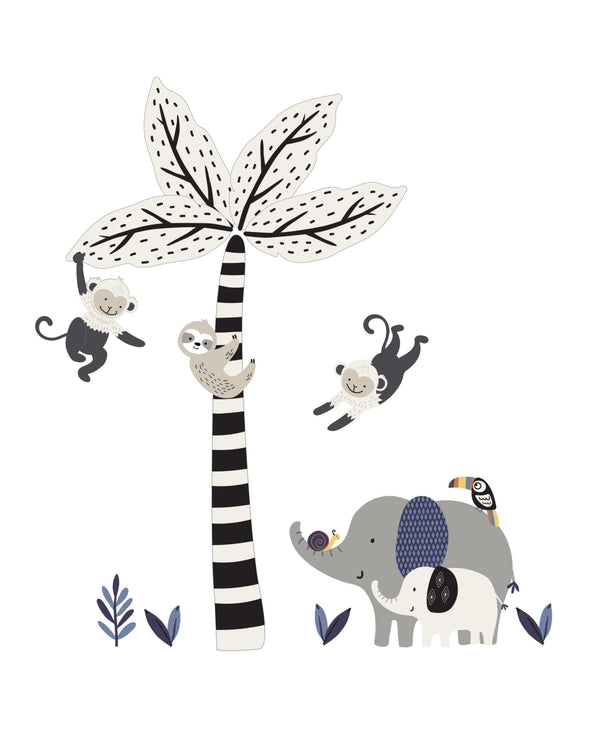 Lambs & Ivy Jungle Party Monkey/Elephant/Tree Nursery Wall Decals/Stickers