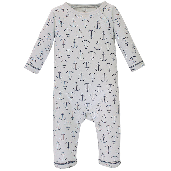 Touched by Nature Baby Organic Cotton Coveralls 3 Pack, Blue Whale