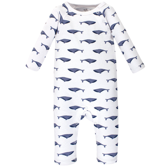 Touched by Nature Baby Organic Cotton Coveralls 3 Pack, Blue Whale