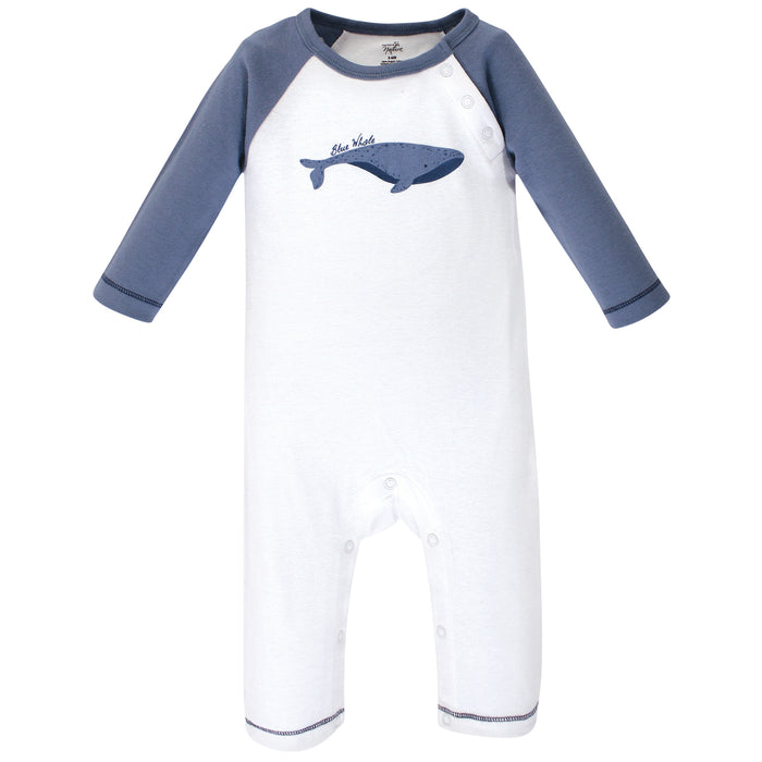 Touched by Nature Baby Organic Cotton Coveralls 3 Pack, Blue Whale