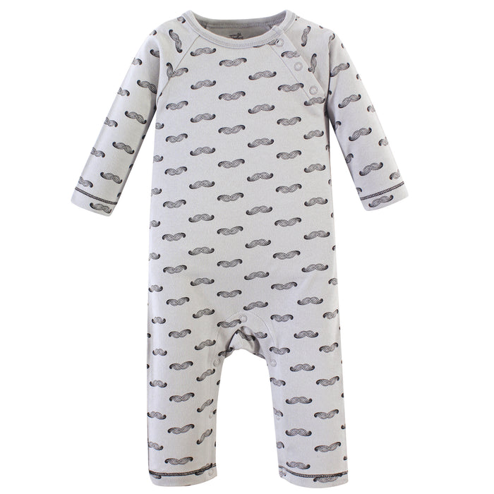 Touched by Nature Baby Boy Organic Cotton Coveralls 3 Pack, Mr. Moon