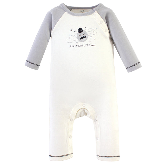 Touched by Nature Baby Boy Organic Cotton Coveralls 3 Pack, Mr. Moon