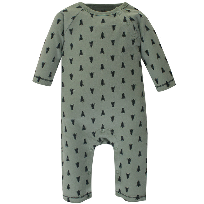 Touched by Nature Baby Boy Organic Cotton Coveralls 3 Pack, Happy Camper